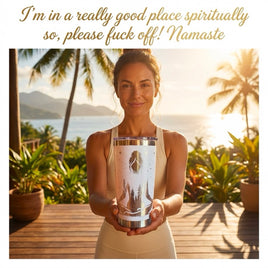 Funny Yoga Tumbler, Meditating Woman, Sarcastic Namaste, 20oz Stainless Steel